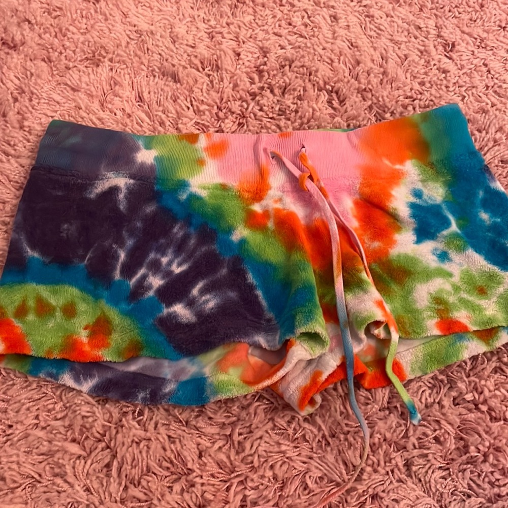Rainbow tie dye terry shorts